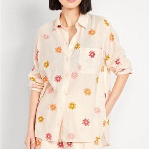 Old Navy Loose Button Down Linen Blend Top